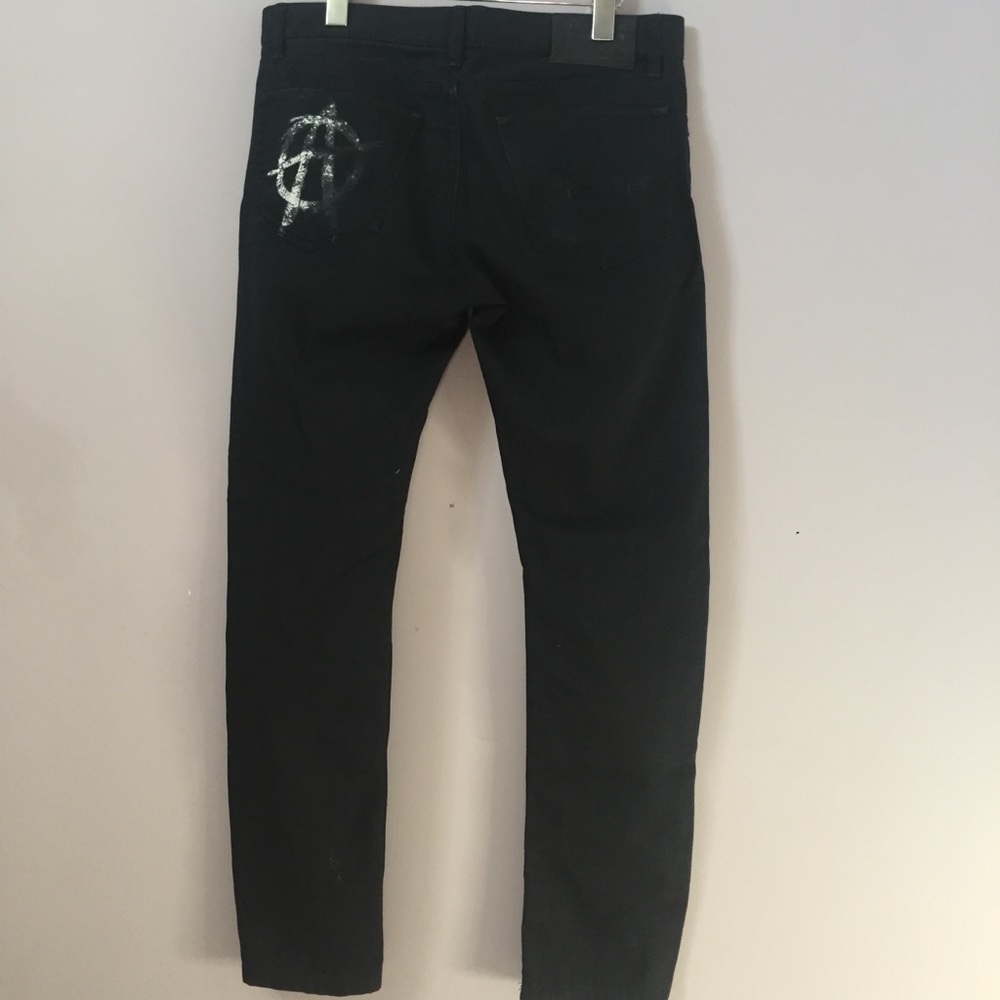 Ralph Lauren Ripped + Distressed Sons of Anarchy Style Black Jeans Denim 30 - Picture 7 of 11